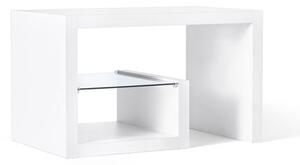 Biały stolik ze szklaną półką z hartowanego szkła