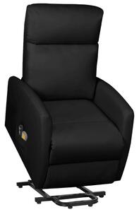 Podnoszony fotel masujący, czarny, sztuczna skóra