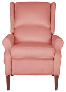 Rozkładany fotel, różowy, obity aksamitem