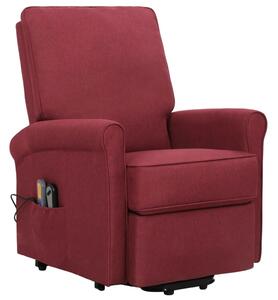 Masujący fotel podnoszony, rozkładany, winna czerwień, tkanina