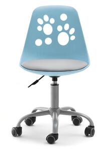 Designerski fotel dziecięcy do biurka foot niebiesko-szary obracany z kółkami