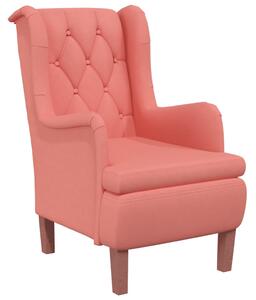 Fotel z kauczukowymi nóżkami, różowy, obity aksamitem