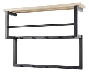 Czarny/w naturalnym kolorze metalowy wieszak ścienny z półką 71 cm Rizzoli – Spinder Design