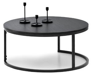 Minimalistyczny duży stolik kawowy kodia xl czarny z okrągłym blatem do kanapy