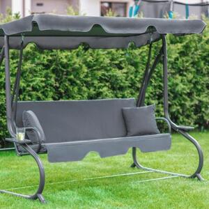 Huśtawka ogrodowa FUNFIT GARDEN rozkładana bujana 2w1 materac poduszki szary