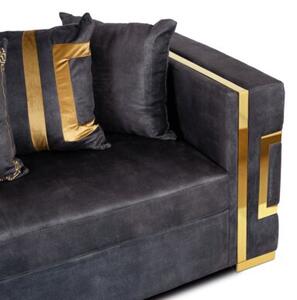 Sofa PALLAZO 2S Dwuosobowa Czarno/ZÅota Welurowa Nowoczesna Glamour