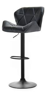 Designerskie krzesło barowe nr 15 czarne skórzane na czarnej nodze regulowana wysokość
