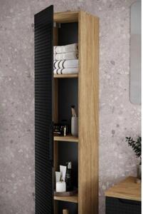 Szafka łazienkowa LUXOR BLACK 80-01-1D 35cm dąb olejowany/czarna