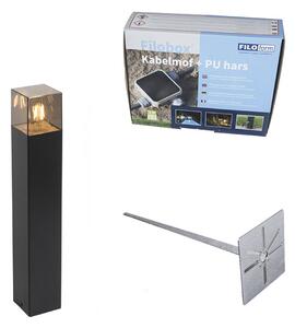 Stojąca lampa zewnętrzna czarna 50 cm IP44 z efektem dymnego szkła - Dania