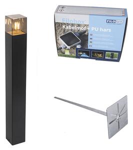 Stojąca lampa zewnętrzna czarna 70 cm IP44 z przydymionym szkłem - Dania