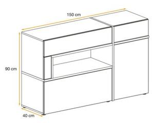 Komoda CROSS 150 LED hickory jackson/czarna