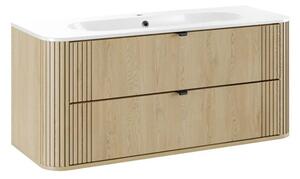 Szafka pod umywalkę OVALIA CREMONA 2S 120cm dąb cremona z umywalką wpuszczaną PURE