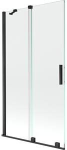 Mexen Velar parawan nawannowy 2-skrzydłowy rozsuwany 100 x 150 cm, transparent, czarny - 896-100-000-01-70