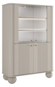 Witryna Vesper 103 cm czterodrzwiowa - kaszmir / złote uchwyty / nogi kule
