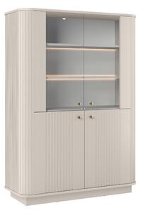 Witryna Vesper 103 cm czterodrzwiowa na cokole - kaszmir / złote uchwyty