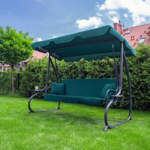 Huśtawka ogrodowa FUNFIT GARDEN rozkładana bujana 2w1 materac poduszki zielony