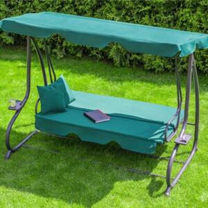 Huśtawka ogrodowa FUNFIT GARDEN rozkładana bujana 2w1 materac poduszki zielony