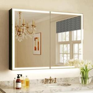 Szafka łazienkowa z lustrem 60X80 cm aluminiowa oświetlenie LED
