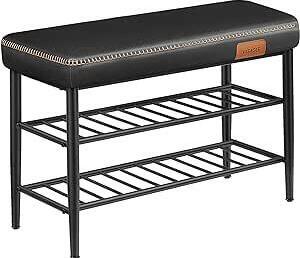 Kolekcja VASAGLE EKHO - Ławka na buty, ławka do przedpokoju i sypialni, pokryciepoliuretan z pikowaniem, Mid-Century Modern, nośność 135 kg, 30 x 80 x 50 cm