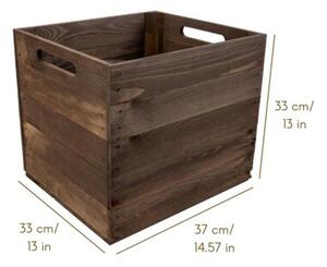 Drewniana Skrzynia Brązowa do Półek Kallax | CREATIVE DECO | Organizer z Uchwytami 33x37x33cm | Brązowy