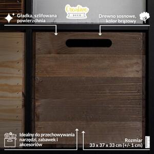Drewniana Skrzynia Brązowa do Półek Kallax | CREATIVE DECO | Organizer z Uchwytami 33x37x33cm | Brązowy