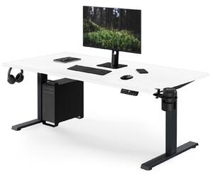 Duże biurko sit-stand do pracy Aria 160×80 cm, blat biały/podstawa antracyt
