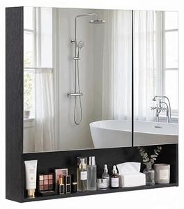 Szafka łazienkowa z lustrem organizer biżuterii 62X65 cm czarna