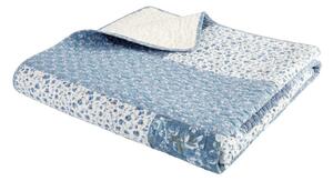 Niebieska bawełniana narzuta pikowana 220x230 cm Floral Patchwork – Bianca