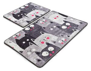 Szare dywaniki łazienkowe zestaw 2 szt. 60x100 cm Meow – Foutastic