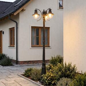 Lampa zewnętrzna Lindby Eddie, 198 cm, rdza, metal, IP44, E27 EDDIE Lindby, możliwość ściemniania, brązowy / rdzawy, dworkowy / rustykalny