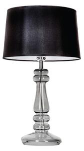 Szara lampa stołowa Petit Tranon - szklana, czarny abażur