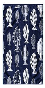 Ciemnoniebieski ręcznik plażowy 90x180 cm Fish – DecoKing
