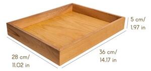 Drewniana Tacka na Drobiazgi i Przyprawy | CREATIVE DECO | Drewno Bukowe 36 x 28 x 5 cm | Naturalny