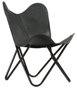 Krzesła typu motyl, 2 szt., szare, dziecięce, skóra naturalna