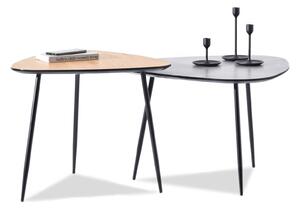 Designerski zestaw dwóch stolików kawowych rosin s dąb + rosin xl beton