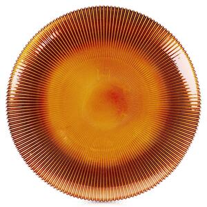 Talerz obiadowy płytki szklany bursztynowy 28 cm