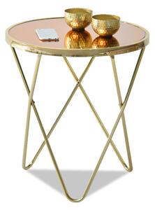 Designerski wysoki stolik amin s złoty glamour z metalu i brązowego szkła