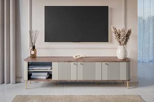 Szafka RTV Vesper 3D 187 cm - kaszmir / orzech / złote nogi
