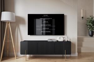 Szafka RTV Malmi 150 cm - czarny mat / złote nóżki