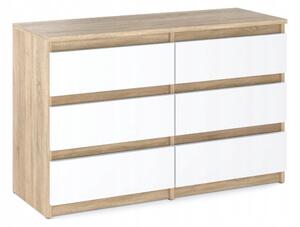 Komoda STIVMEBLE z 6 Szufladami 100x33,5x71,5 cm DÄ b Sonoma / BiaÅy Mat