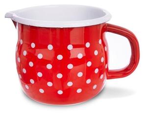 Kubek emaliowany czerwony w grochy TECKA 800 ml
