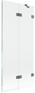 Mexen Lunar parawan nawannowy 2-skrzydłowy prawy 80 x 150 cm, transparent, gun metal - 897-080-100-95-00-P
