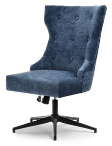 Obrotowy fotel z funkcją bujnia elba niebieski na czarnej statycznej podstawie