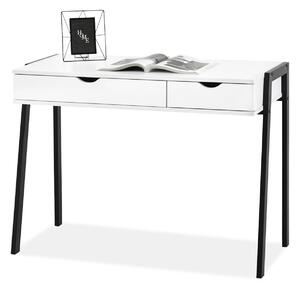 Eleganckie biało - czarne biurko lund z dwoma szufladami do domowego biura