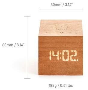 Budzik z drewna wiśniowego Gingko Cube Plus