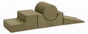 Sztruksowy piankowy plac zabaw 4 szt. w kolorze khaki wysokość 30 cm 45x170 cm Montessori – Meowbaby