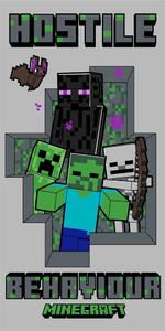 Szary bawełniany ręcznik dziecięcy 70x140 cm Minecraft Hostile Behaviour – Jerry Fabrics