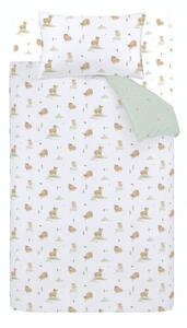 Biało-zielona bawełniana pościel dziecięca jednoosobowa 135x200 cm Mini Moo Cow – Bianca