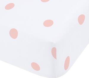 Biało-różowe flanelowe prześcieradło z gumką 135x190 cm Polka Dot – Catherine Lansfield