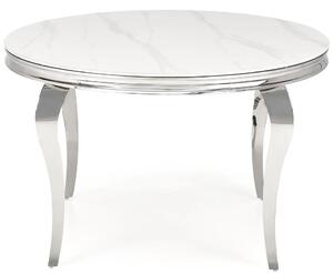 Okrągły stół glamour srebrny + biały marmur R6-H87